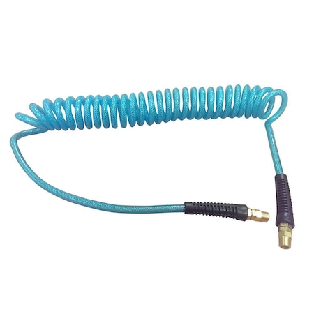 Interstate Pneumatics Clear Blue Polyurethane Recoil Hose 1/4 Inch x 15 feet Swivel Fittings HR74-015S